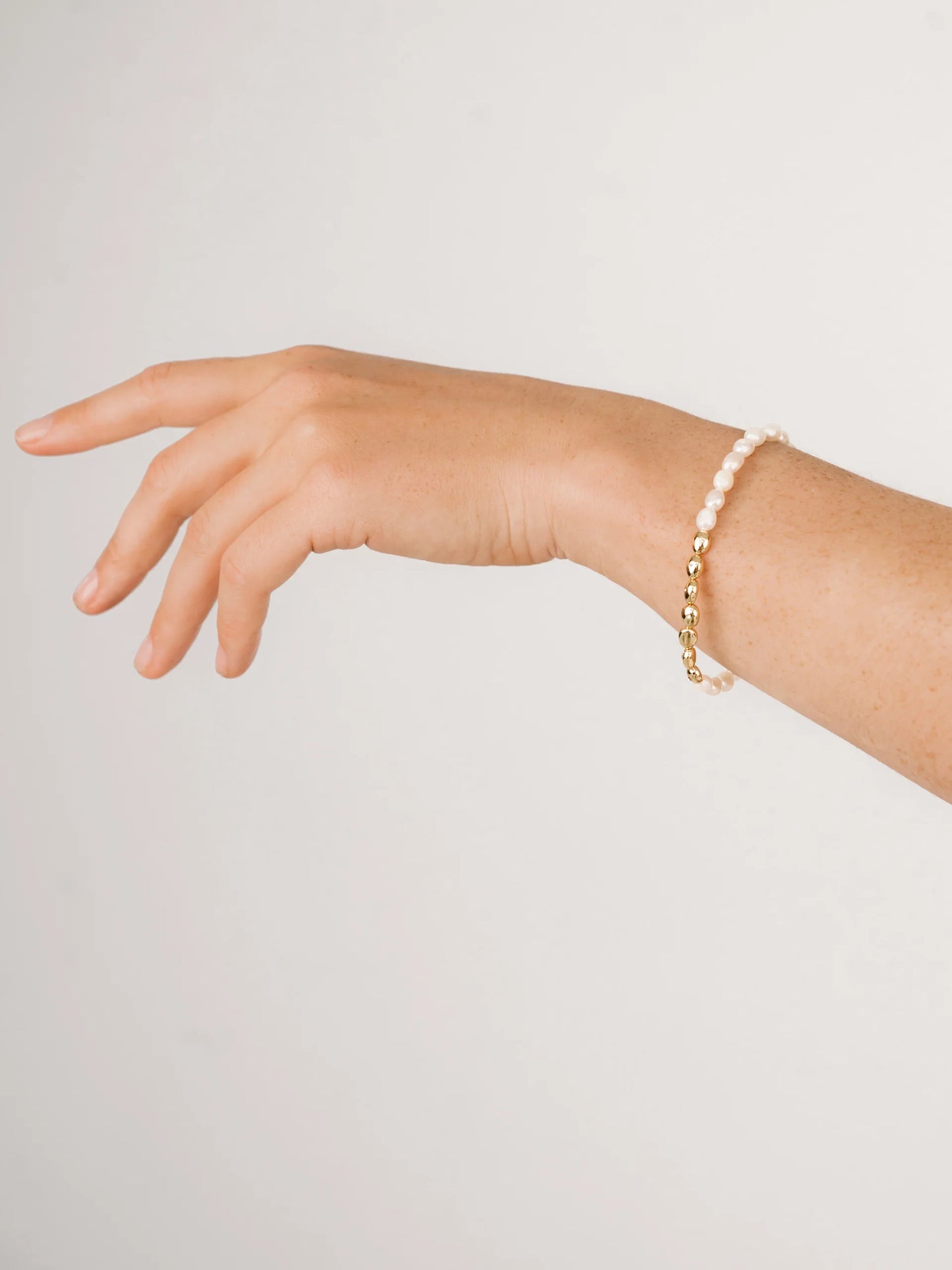 Freshwater Pearl Polished Pebble W/ 18K Gold Plated Bracelet