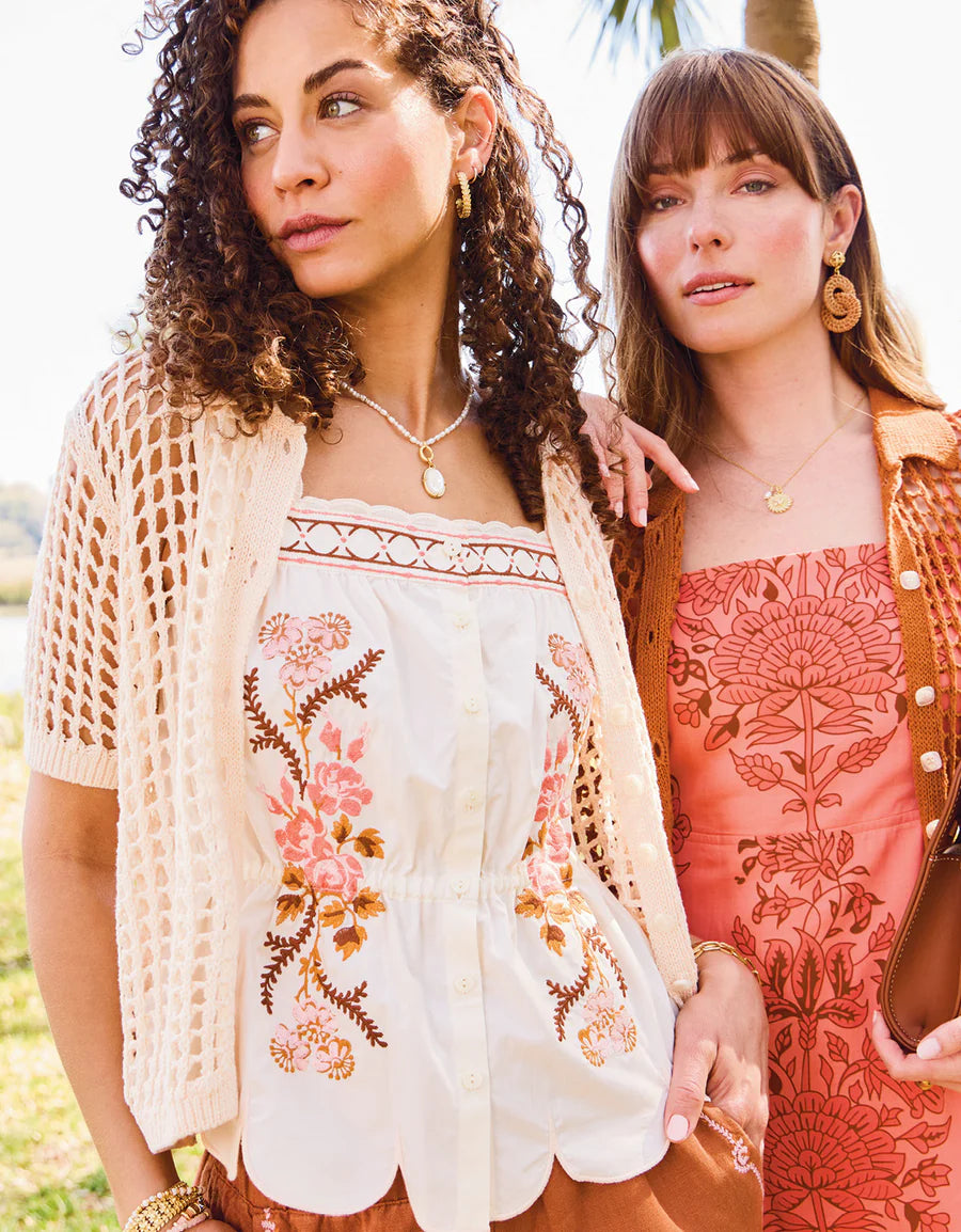 Odette Scallop Tank Antique White