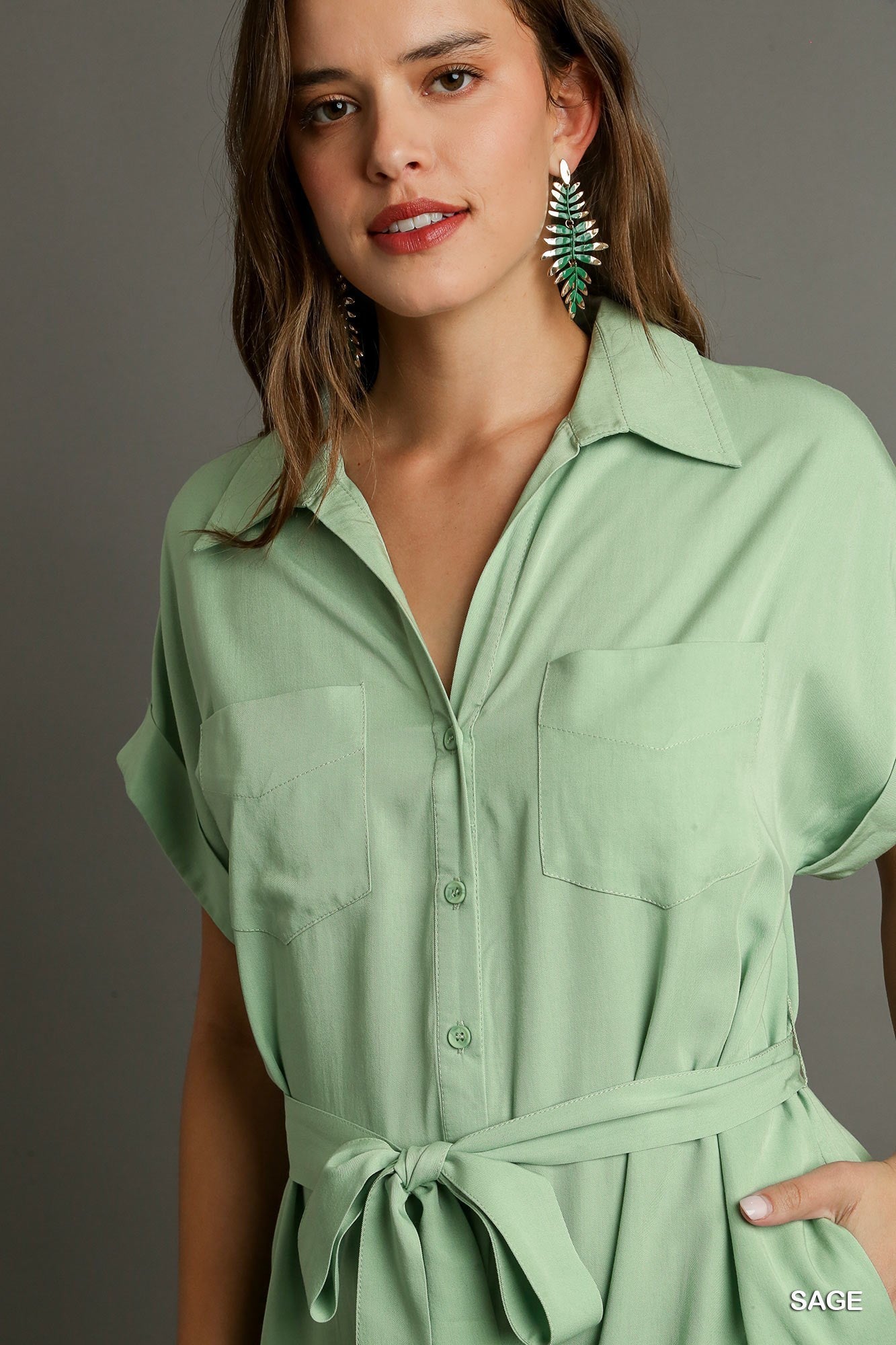 Final Sale - Collared Button Down Midi Dress