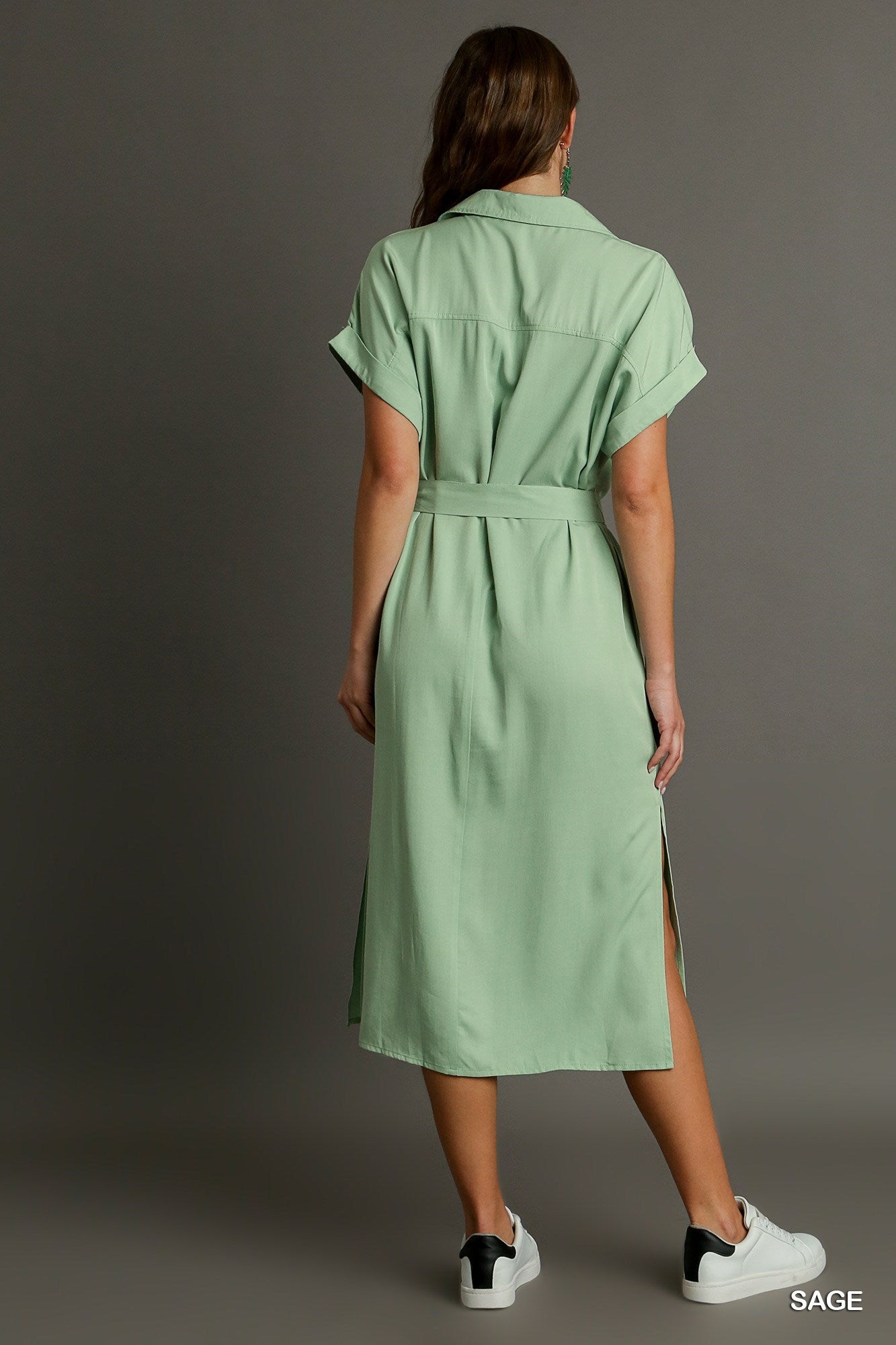 Final Sale - Collared Button Down Midi Dress