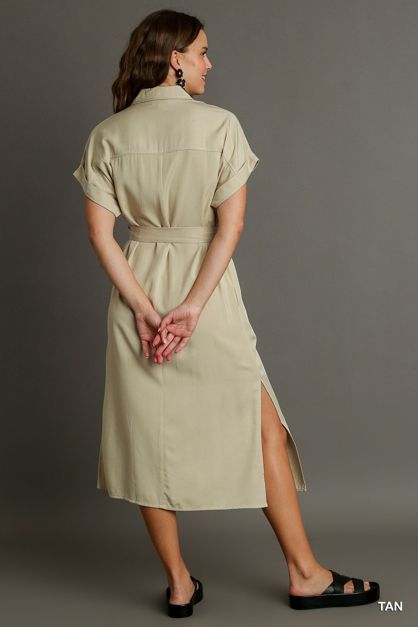 Final Sale - Collared Button Down Midi Dress