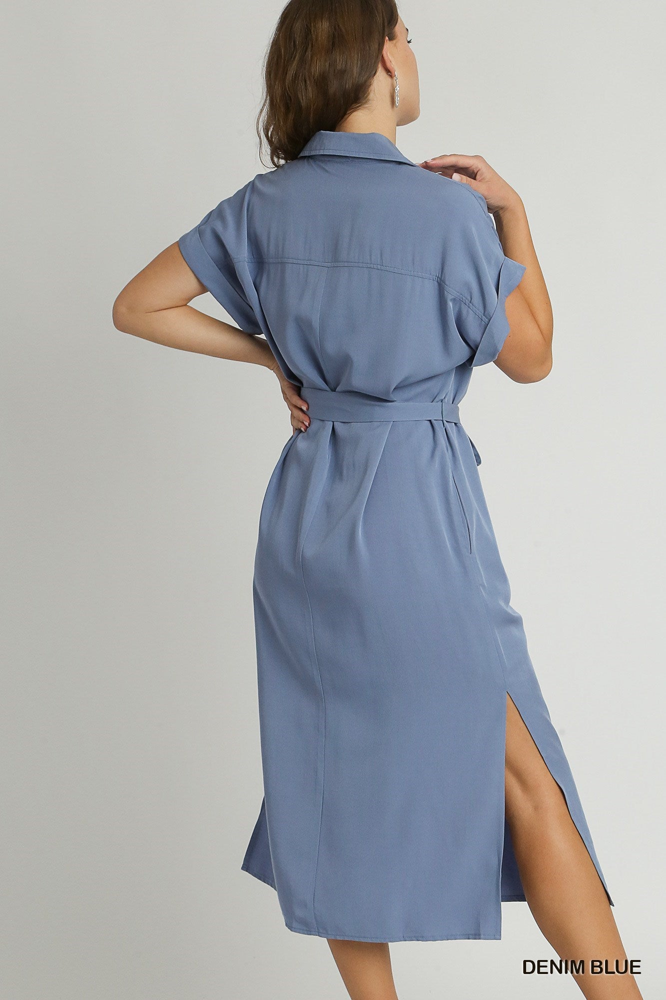 Final Sale - Collared Button Down Midi Dress