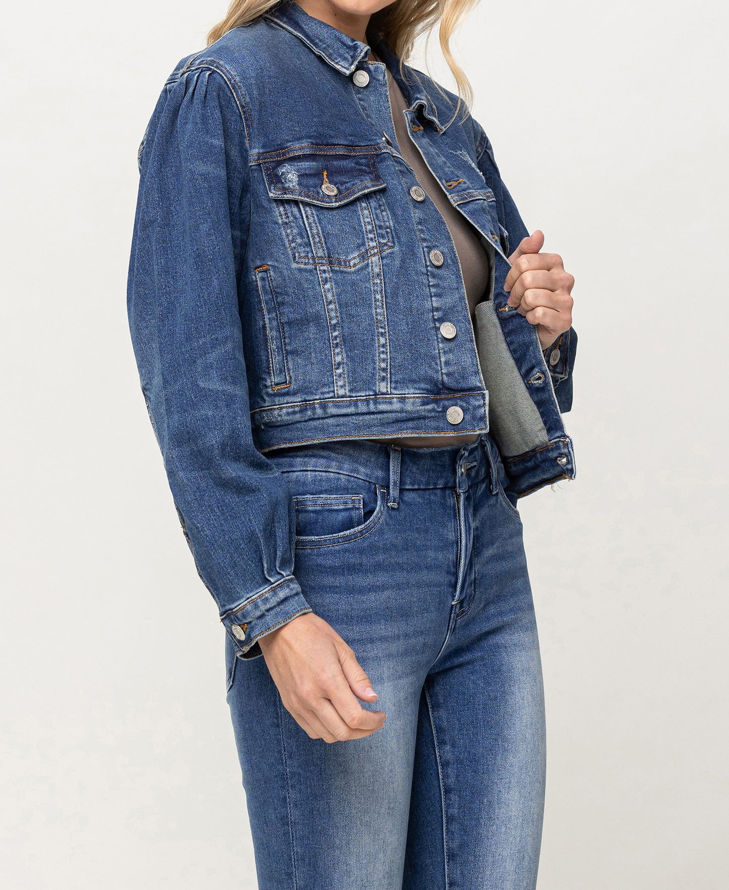 Balloon Sleeve Denim Jacket