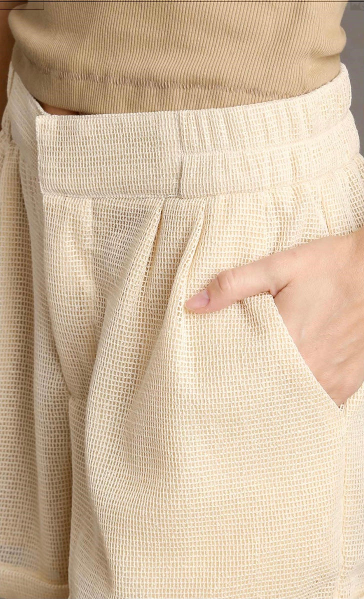Final Sale - Trouser Buttons Garment Hook Mesh Shorts