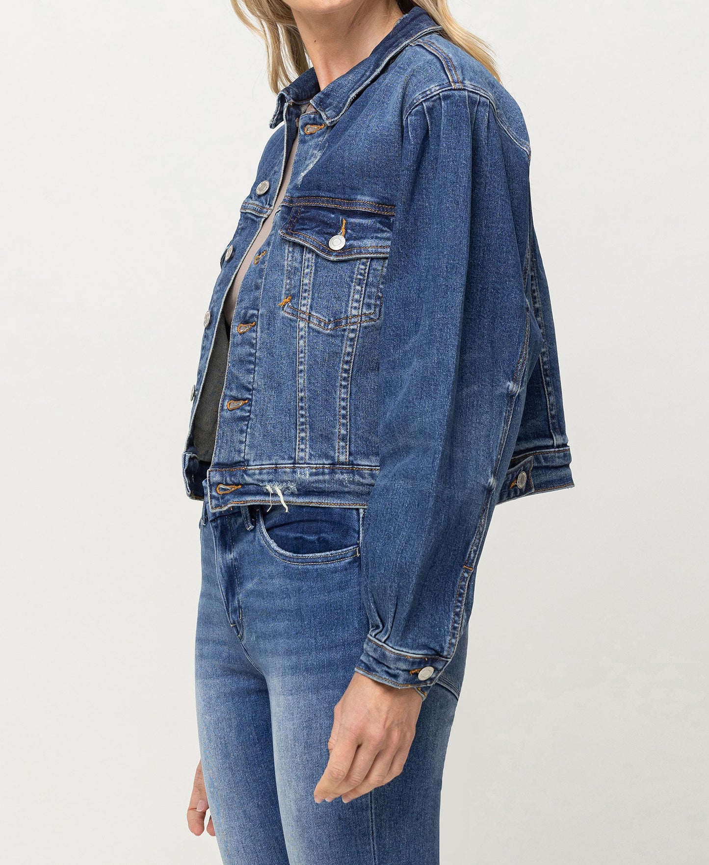 Balloon Sleeve Denim Jacket