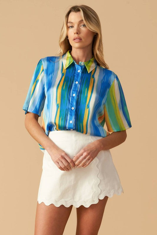 Final Sale - Printed Satin Top
