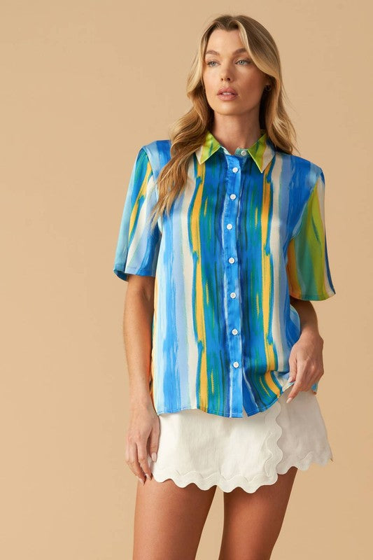 Final Sale - Printed Satin Top
