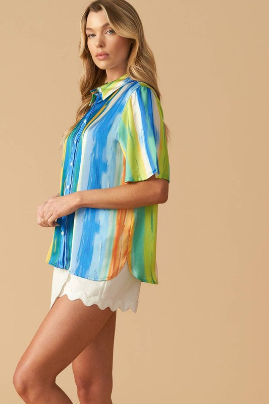 Final Sale - Printed Satin Top