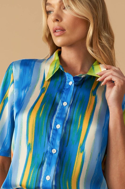 Final Sale - Printed Satin Top
