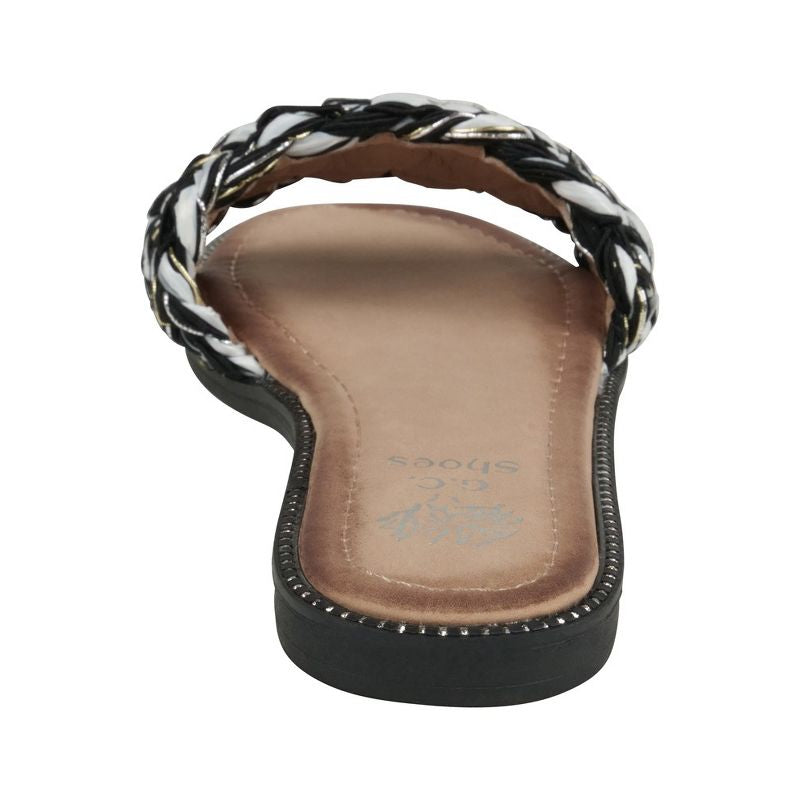 Final Sale - Arly Woven Squared Toe Slide Flat Sandals