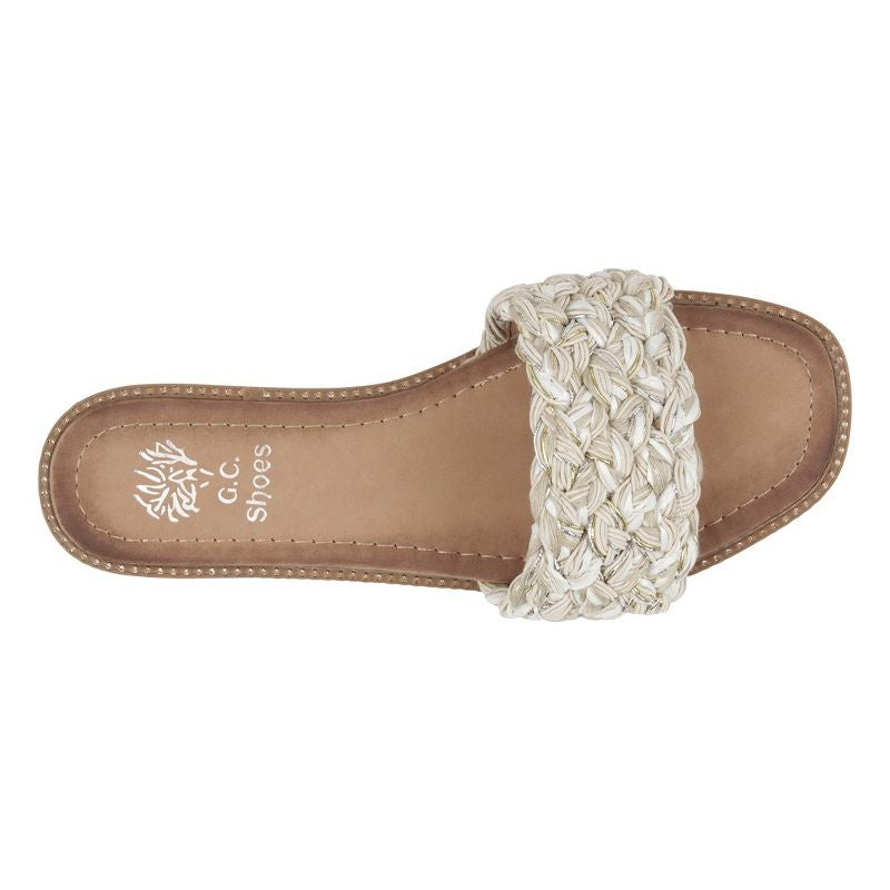 Final Sale - Arly Woven Squared Toe Slide Flat Sandals