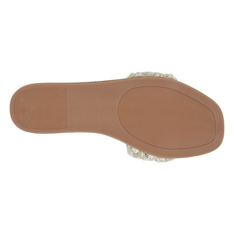 Final Sale - Arly Woven Squared Toe Slide Flat Sandals