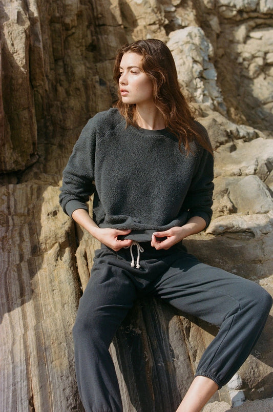 Knit Cotton Upside Down Garment Washed Pullover