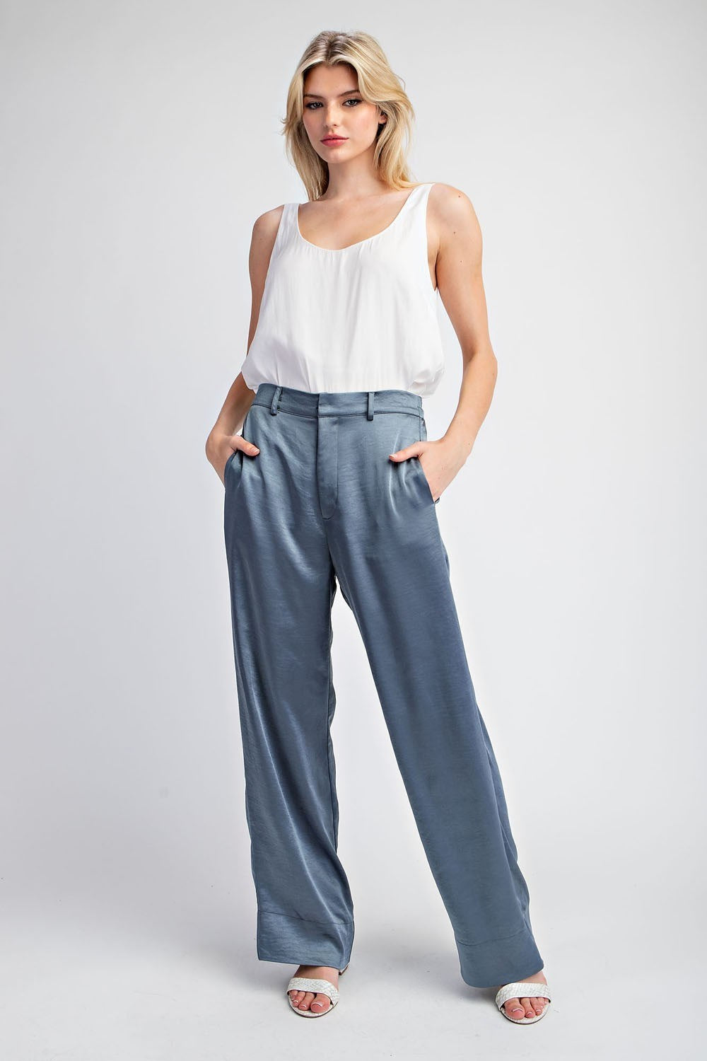 Final Sale - Satin Straight Leg Pants