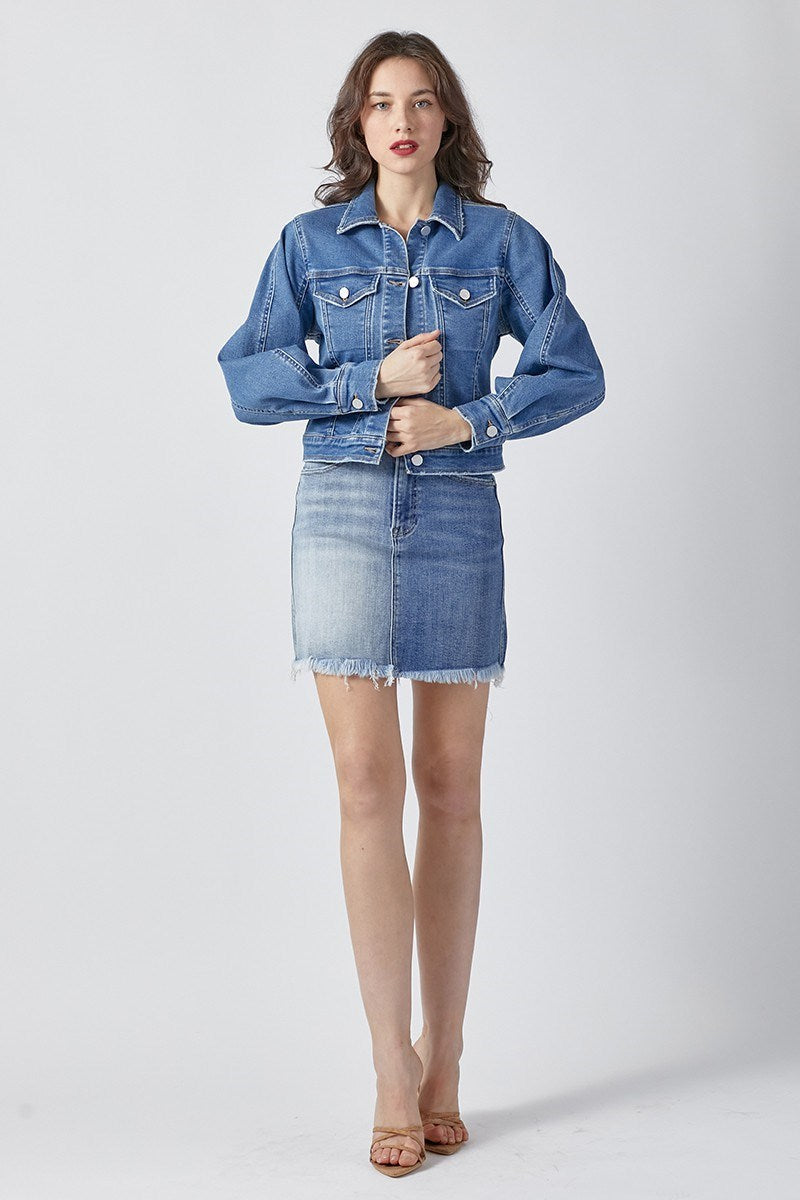 Balloon Sleeve Denim Jacket