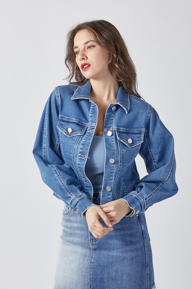 Balloon Sleeve Denim Jacket