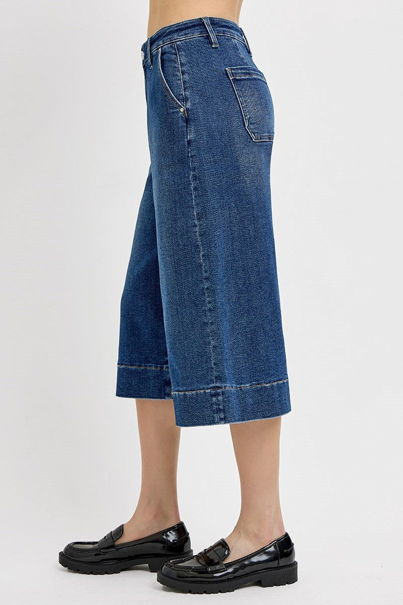 High Rise Crop Culotte Jeans