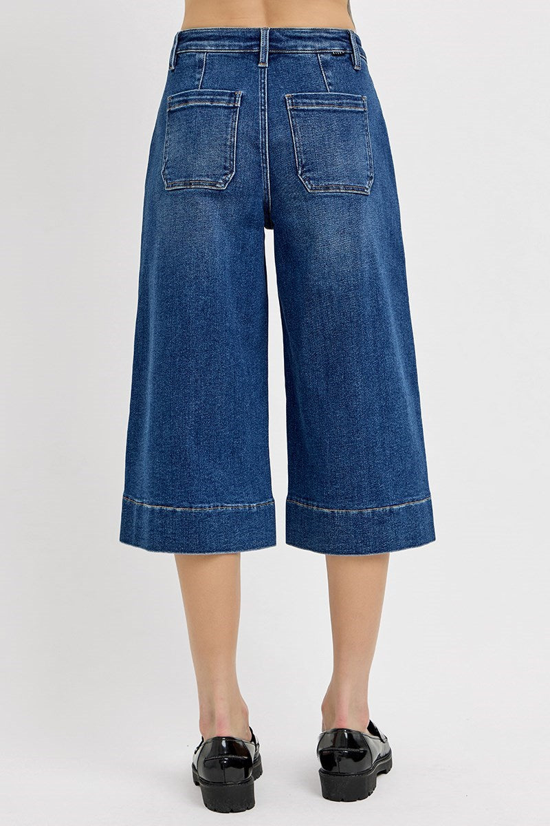 High Rise Crop Culotte Jeans