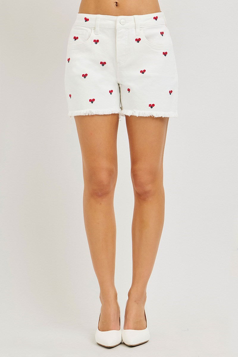 High Rise Embroidered Shorts