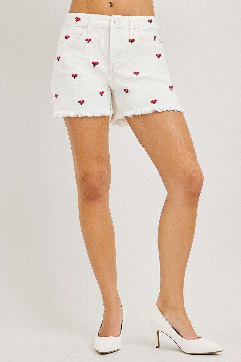 High Rise Embroidered Shorts