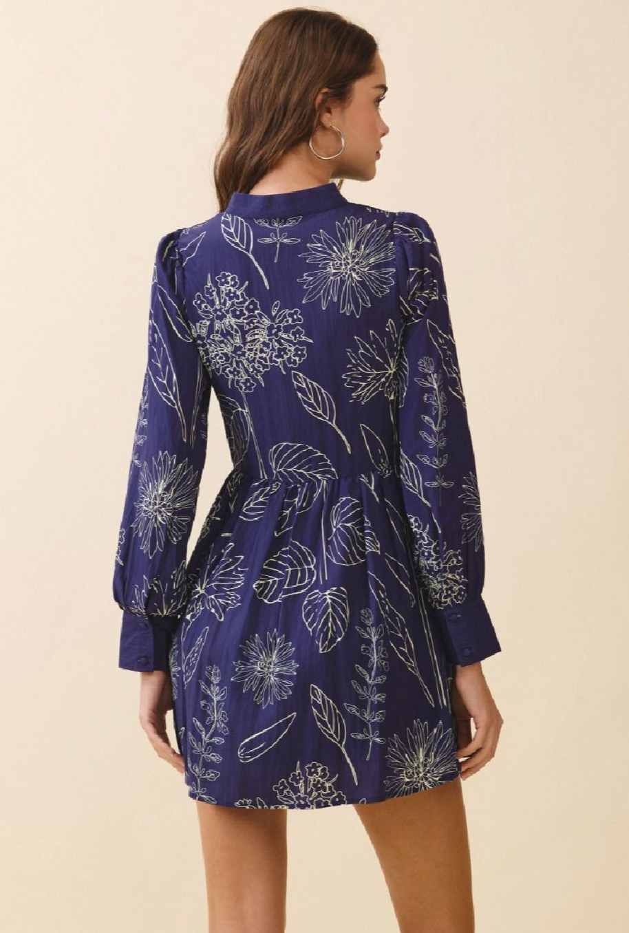 Button Front Floral Mini Dress