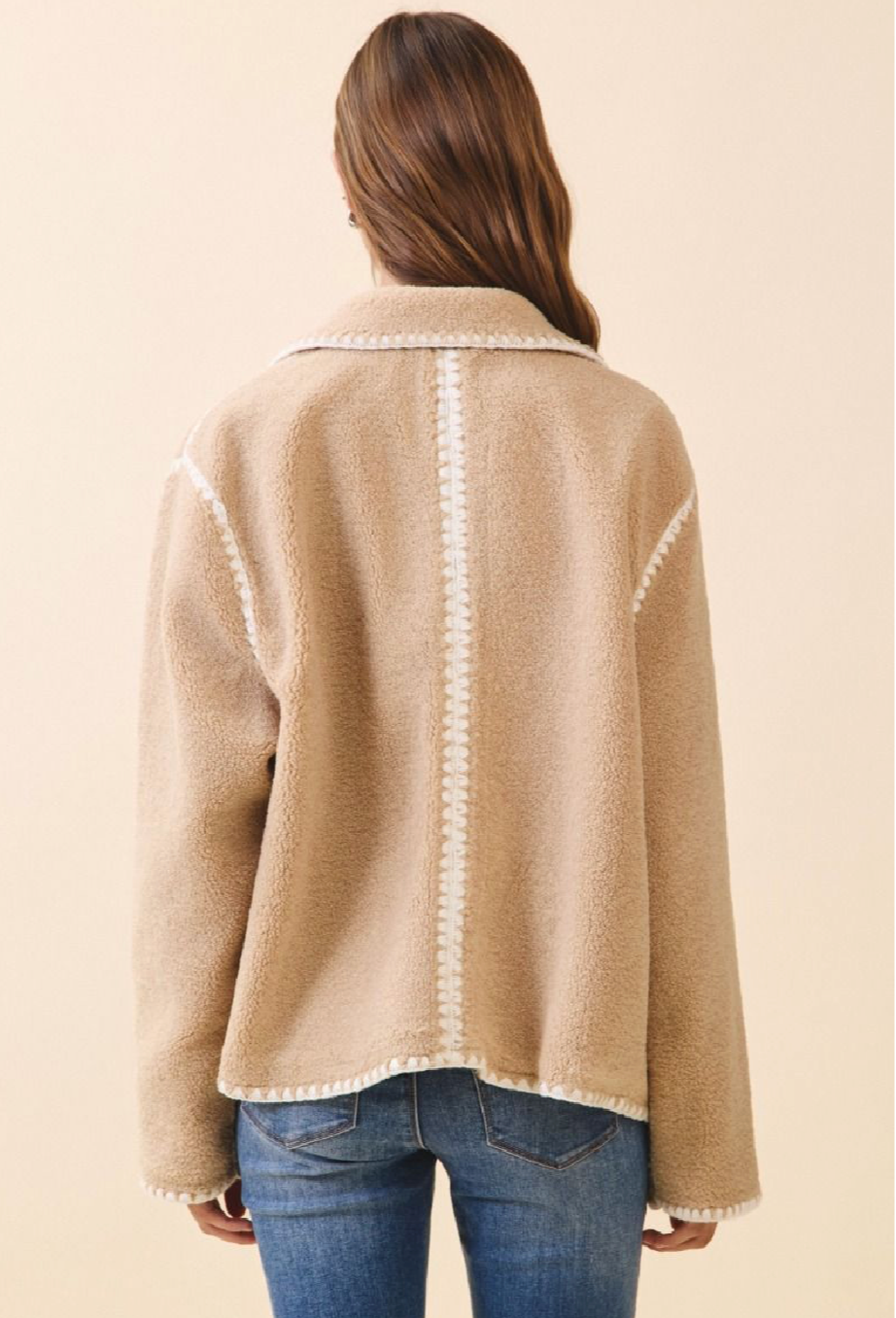 Final Sale - Sherpa Jacket With Stitch Detail