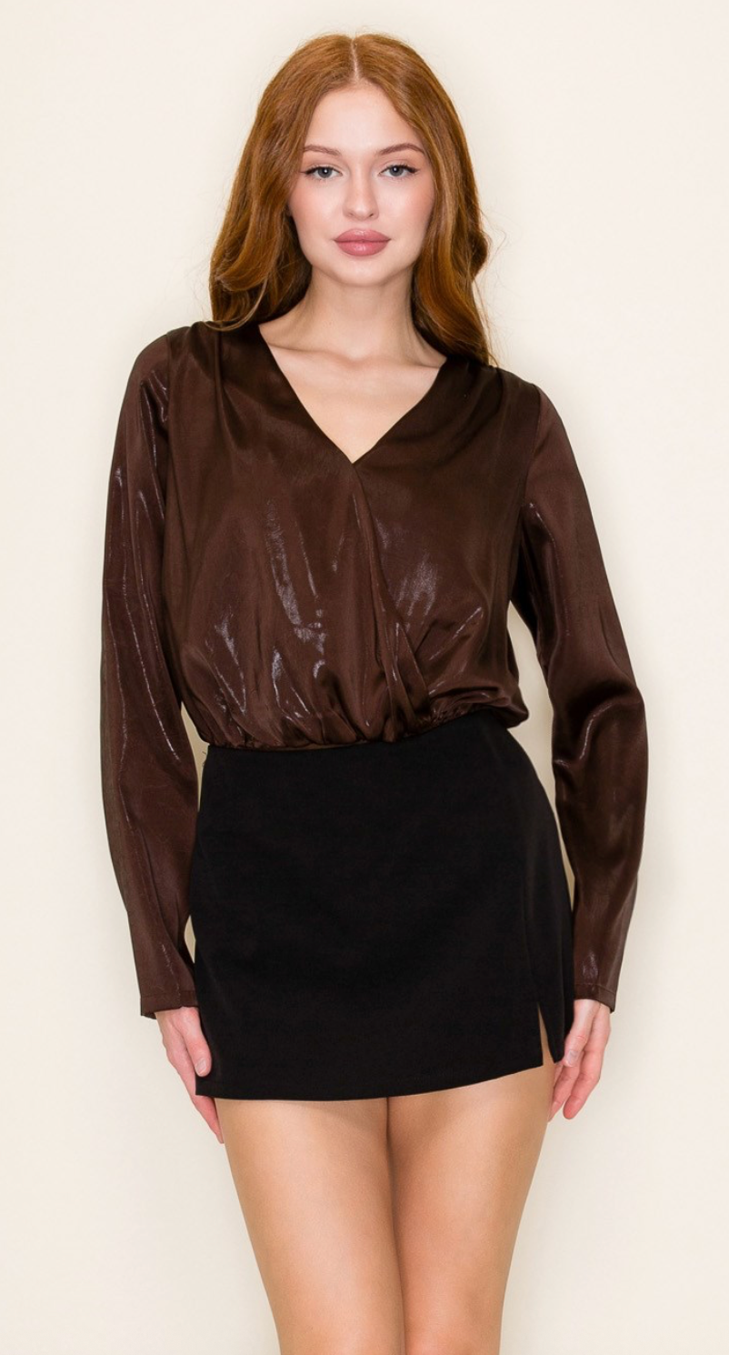 Watery Wrap Long Sleeve Bodysuit