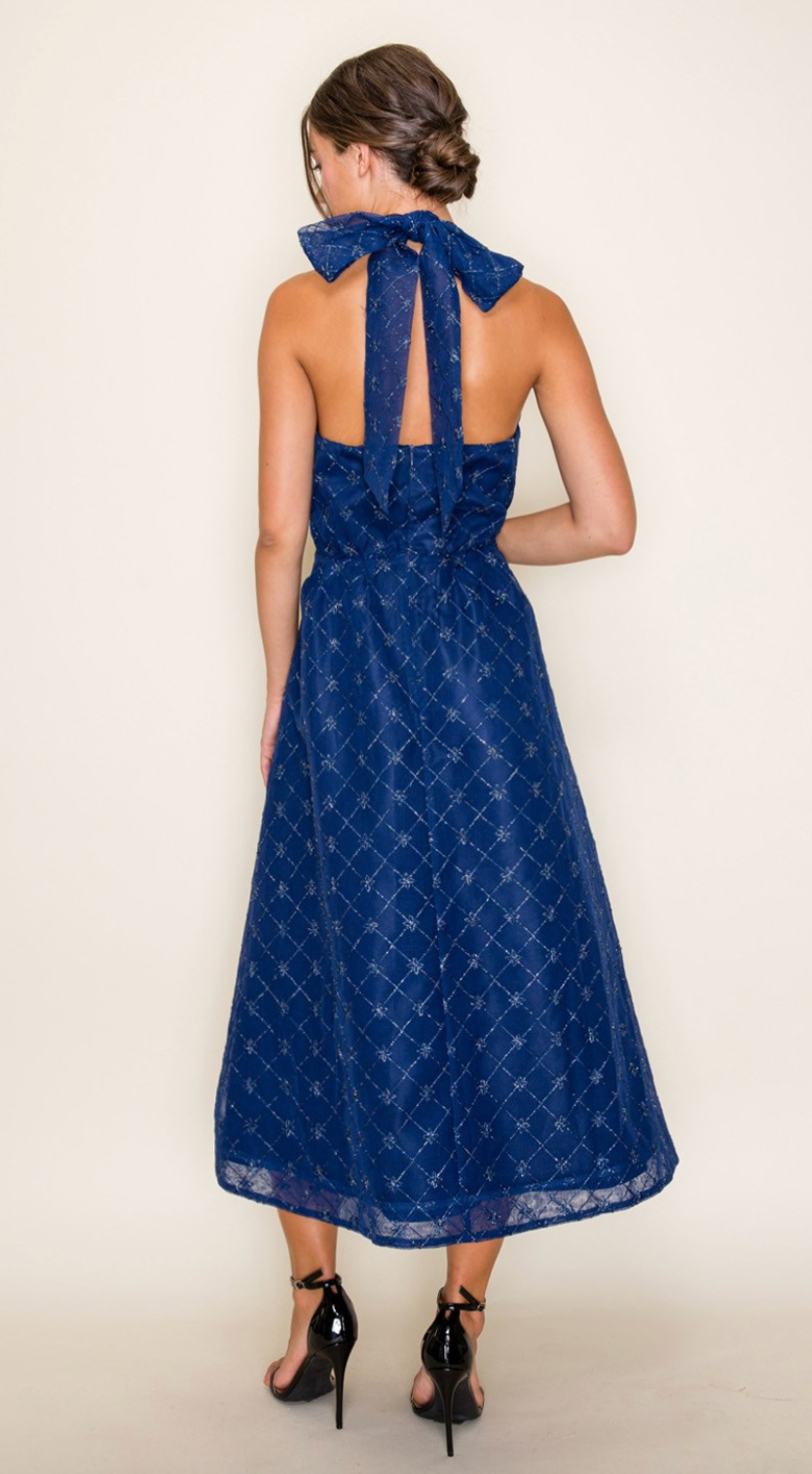 Metallic Textured Fabric Midi Dress