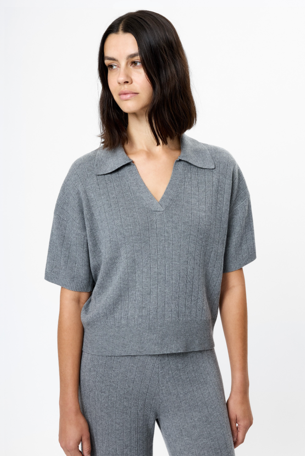 Javier Knit V Neck Short Sleeve Top