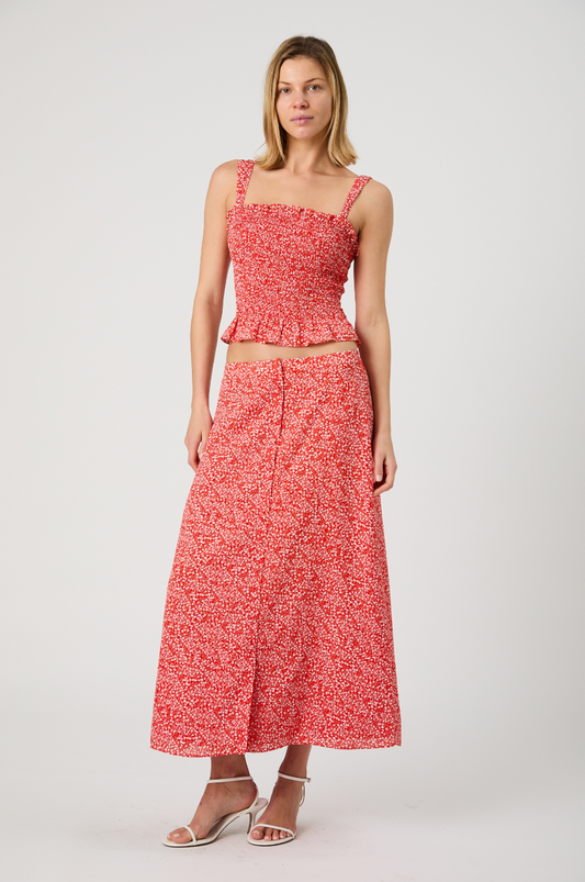 Mad Crepe Agnes Floral Midi Skirt