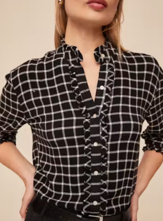 Long Sleeve Ruffle Edges Button Down