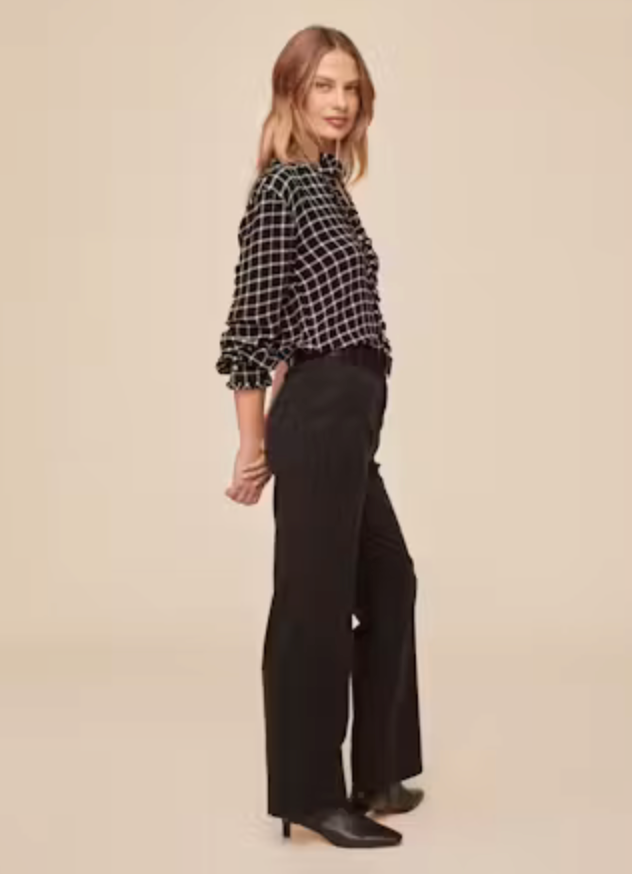 Long Sleeve Ruffle Edges Button Down