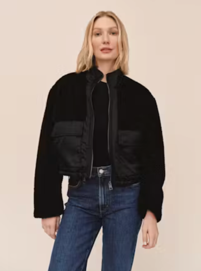 Funnel Neck Utility Sherpa Jacket