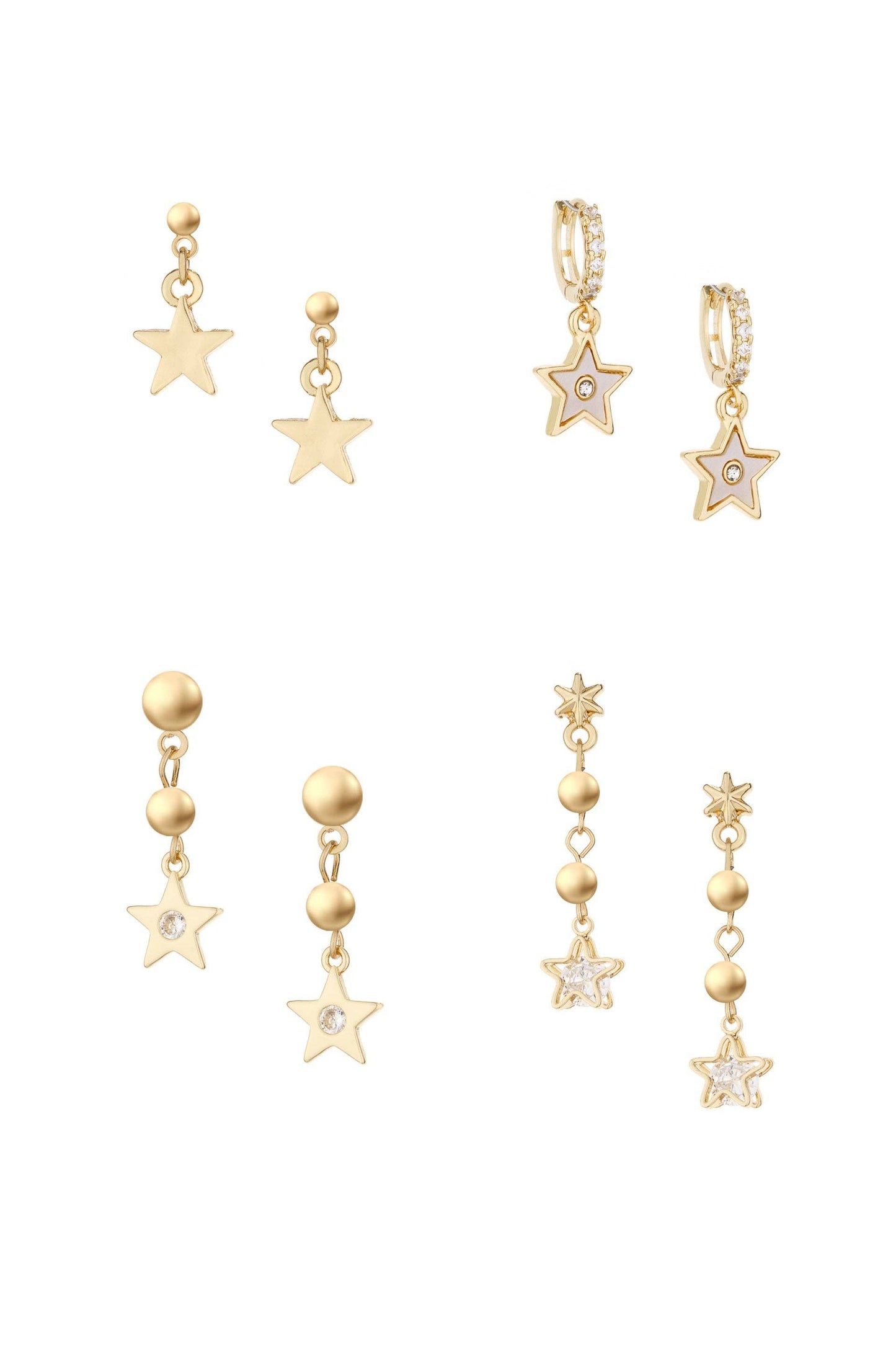 Ettika - Constellation Star Dangle 18k Gold Plated Earring Set of 4