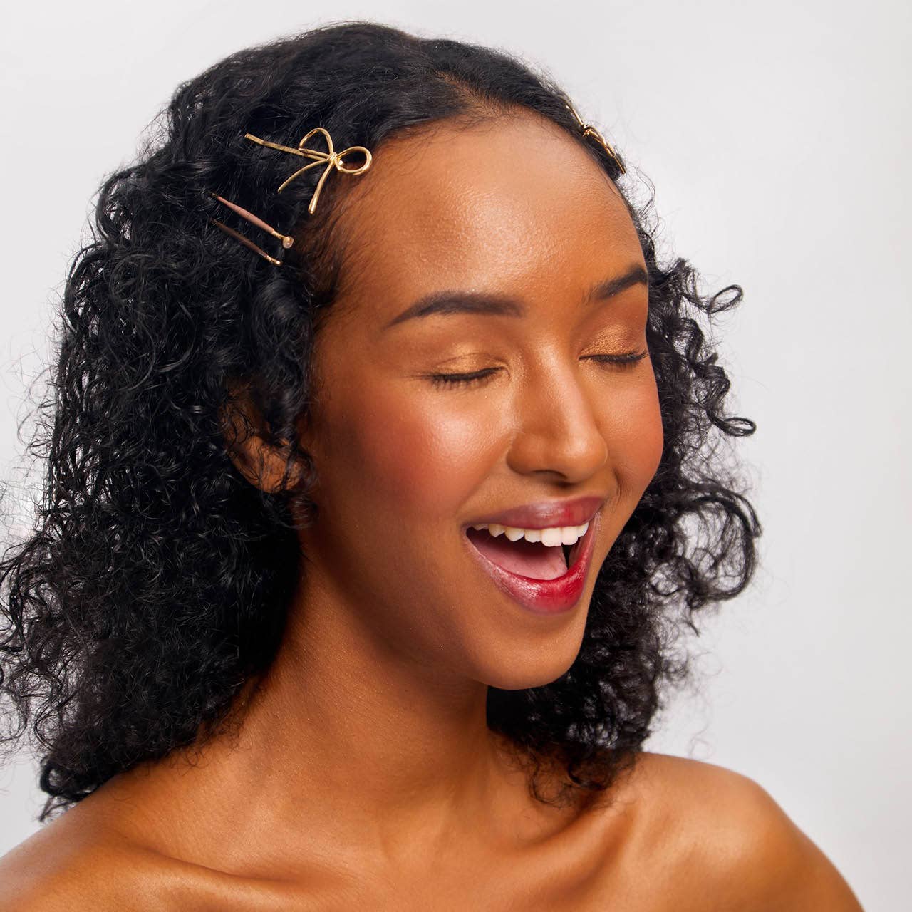 Metal Enamel Cloud & Bow Bobby Pins 8pc-Rosewood