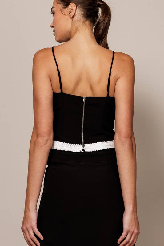 Final Sale - Cami With Contrast Trim Detail And Back Zipper