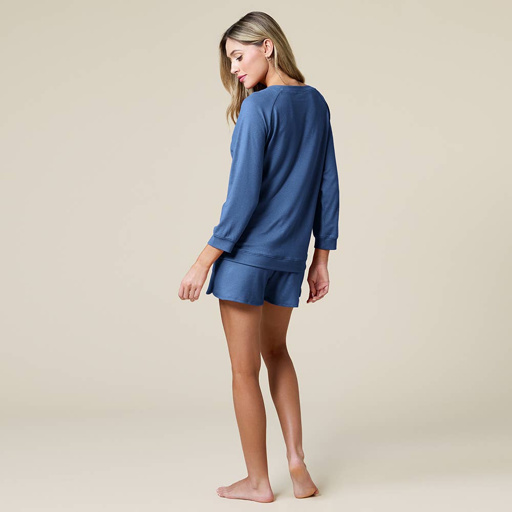 Dream 3/4 Sleeve Boat Neck Top and Short Set Lounge Set