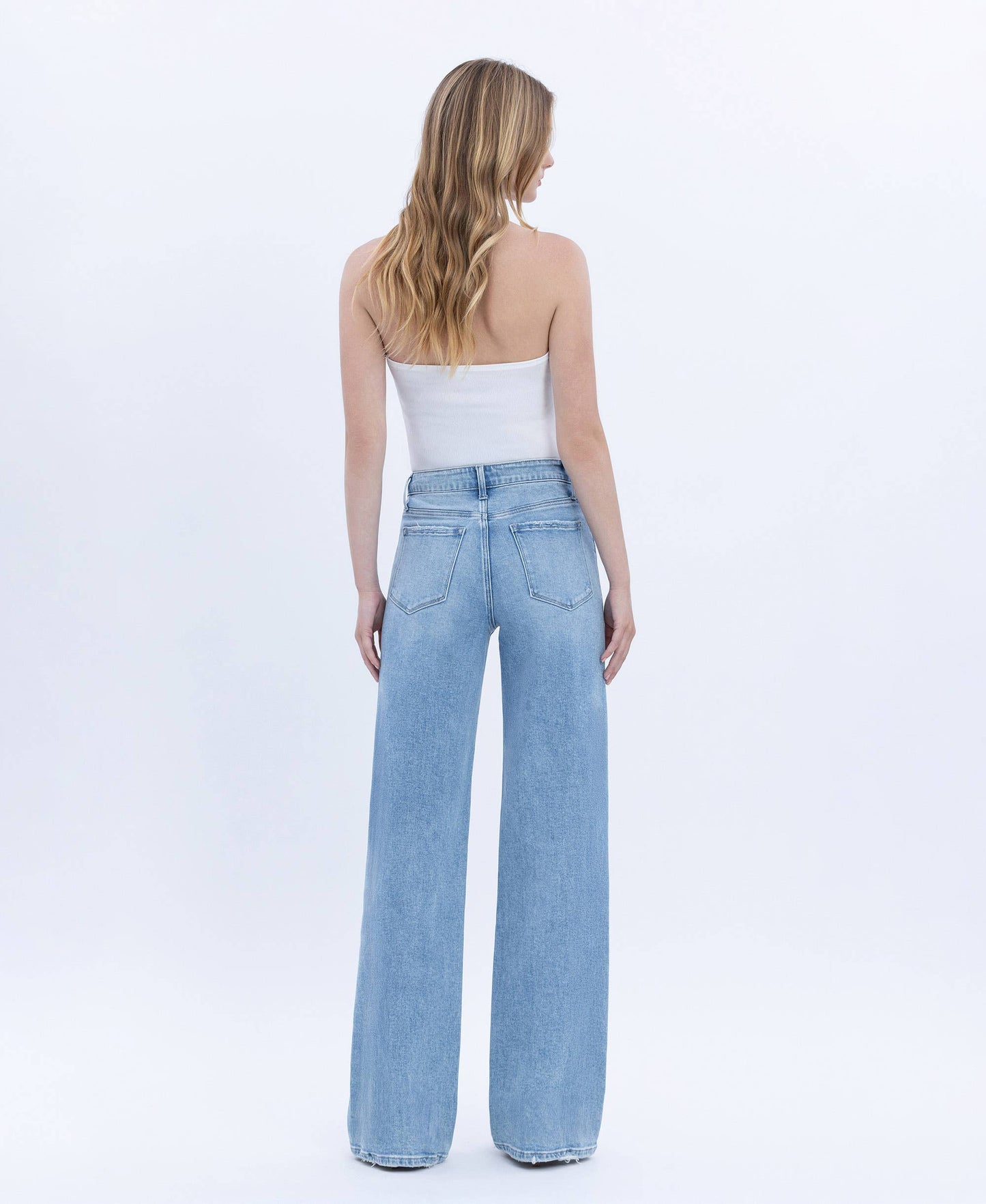 High Rise Full Length Light Wash Jeans