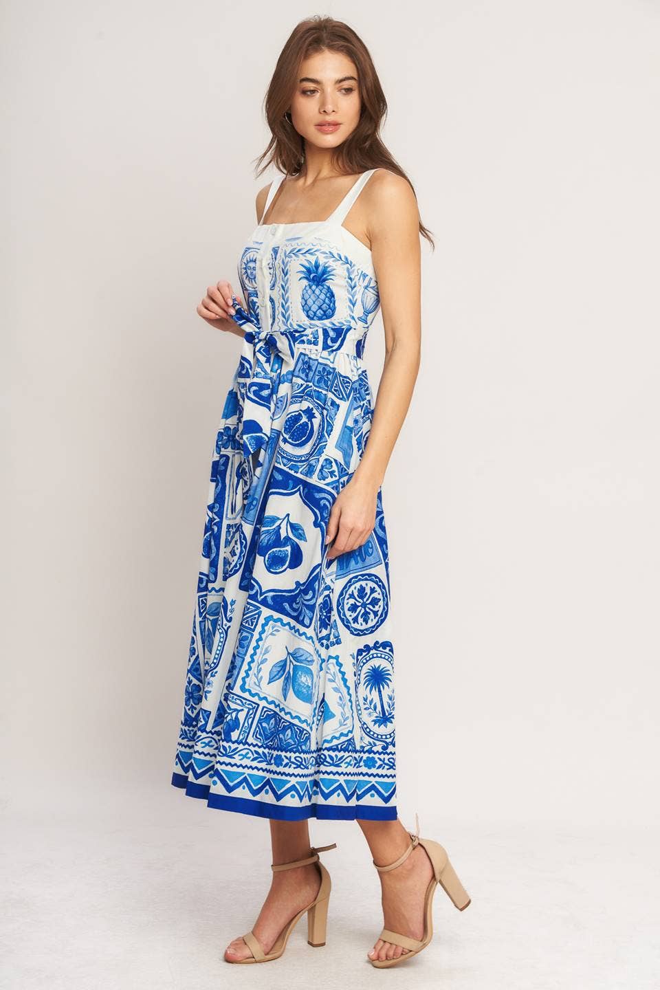 Printed Summer Pineapple Midi dress