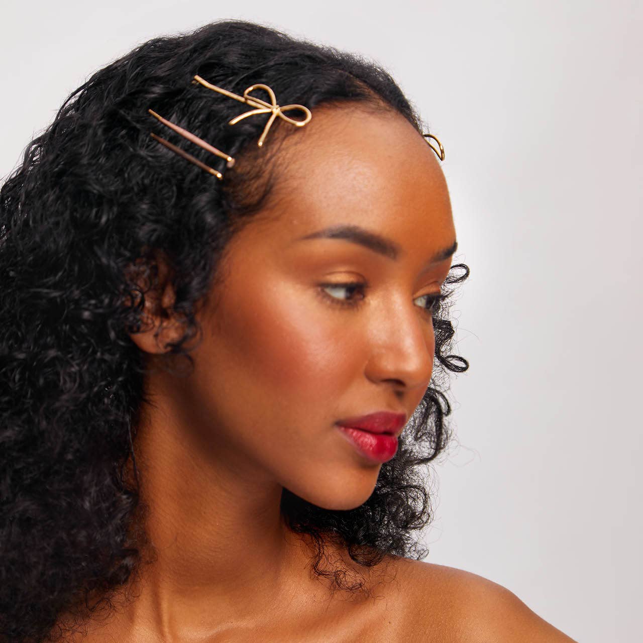 Metal Enamel Cloud & Bow Bobby Pins 8pc-Rosewood