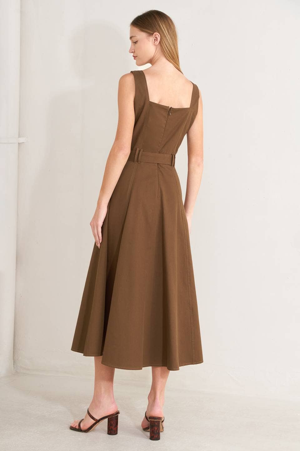 Belted Front Detail Midi Dress