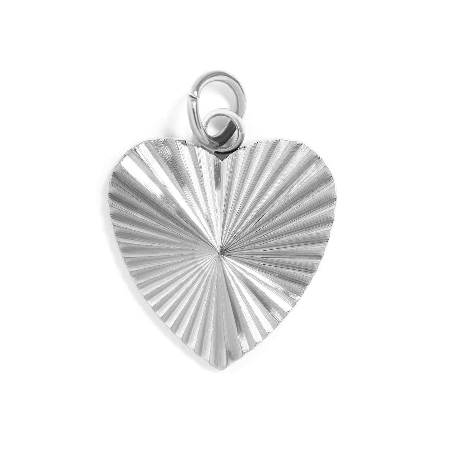 18K Gold PVD Stainless Steel Sunburst Heart Charm