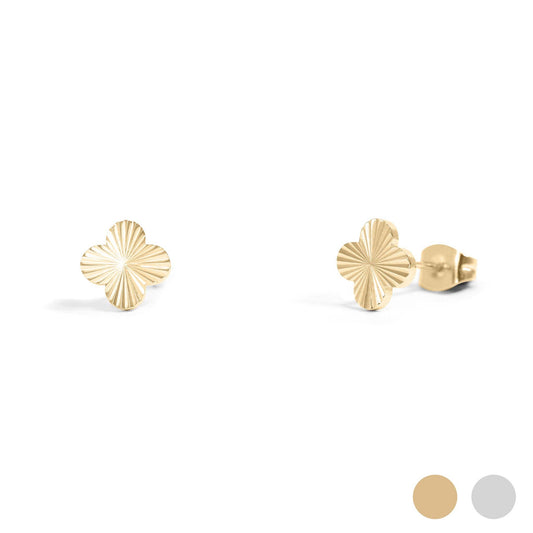 18K Gold PVD Stainless Steel Clover Stud Earrings