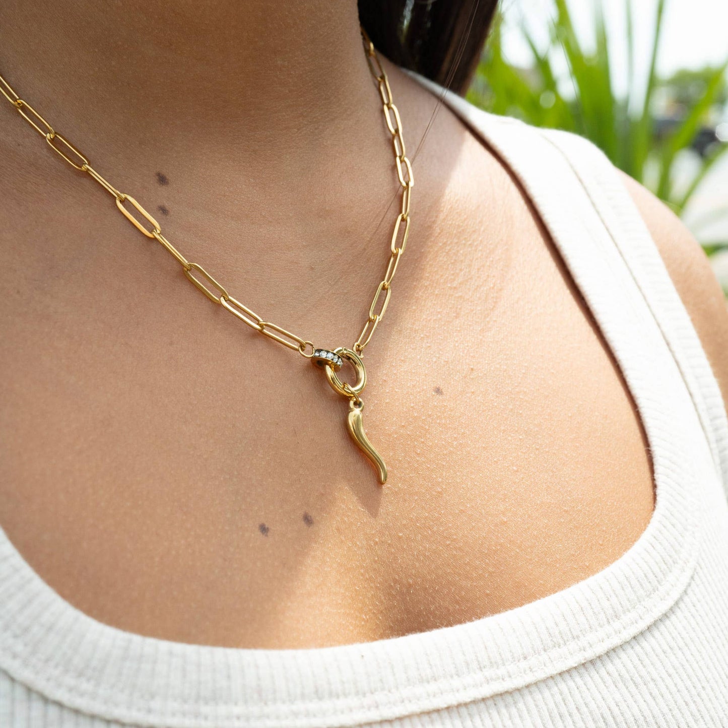 18K Gold PVD Stainless Steel Italian Horn Charm