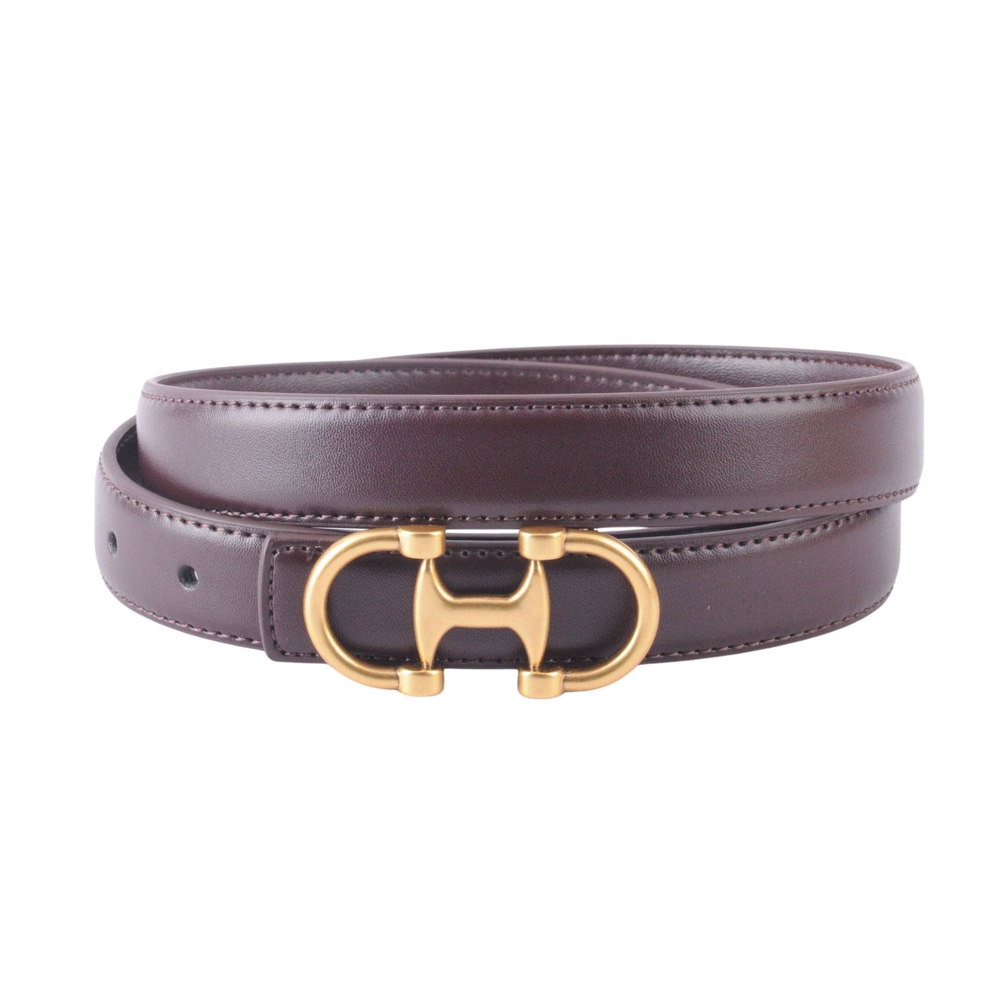 Stitched Leather Belt with Horsebit Buckle｜Equestrian Style