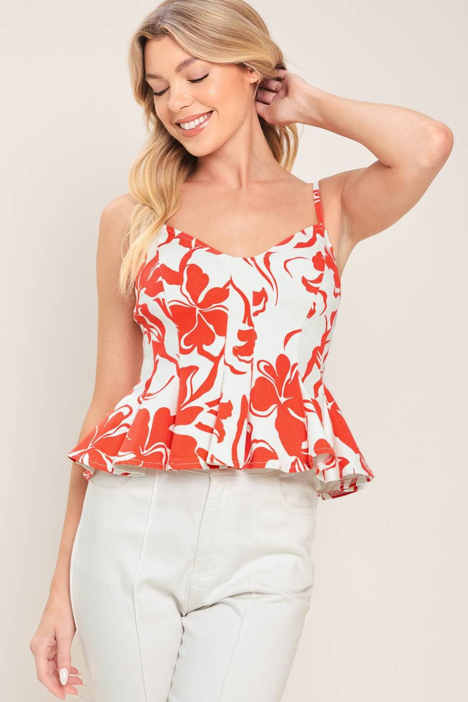 Peplum Zipper Back Top