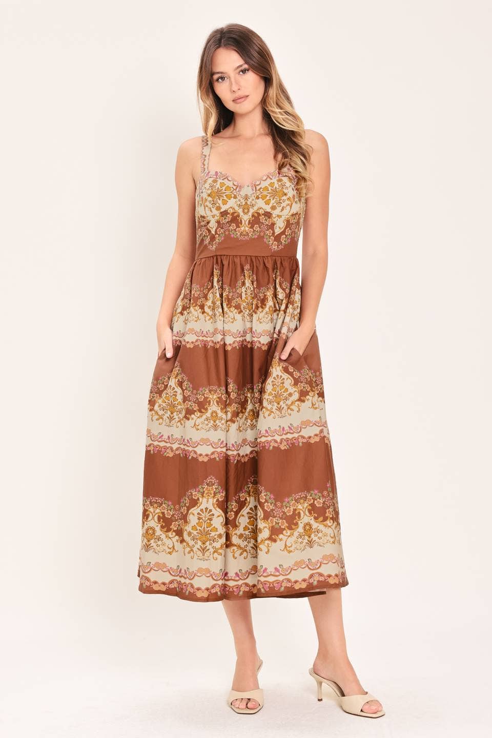 Printed Woven Midi Dress