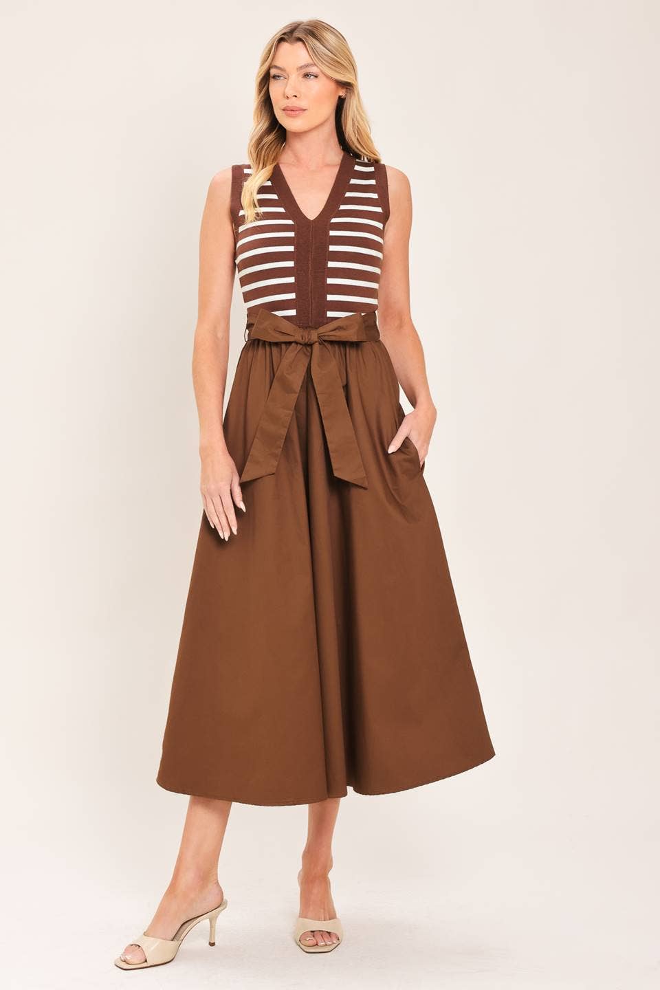 Sweater Combination Midi Dress