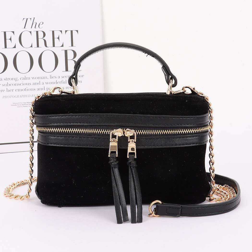 Faux Suede Leather Cosmetic Bag