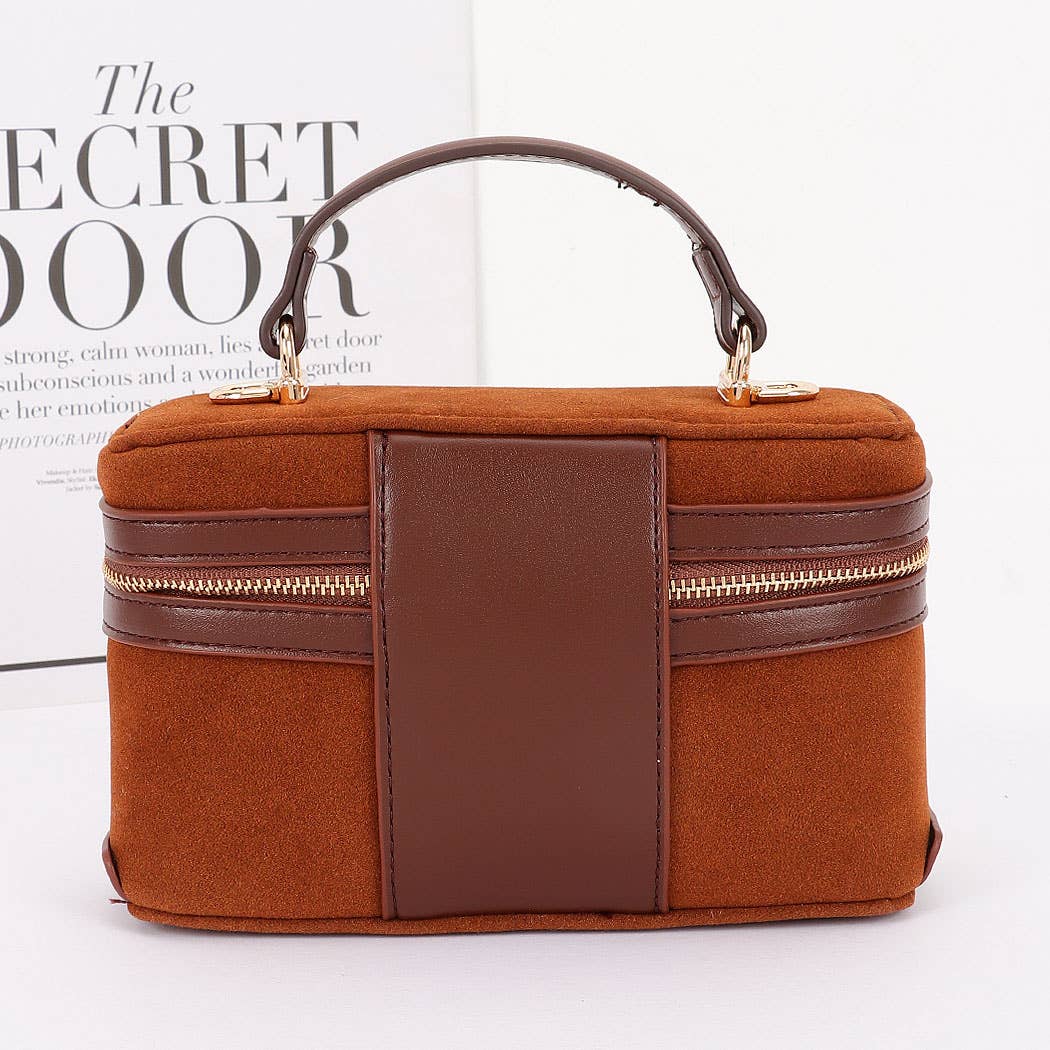 Faux Suede Leather Cosmetic Bag